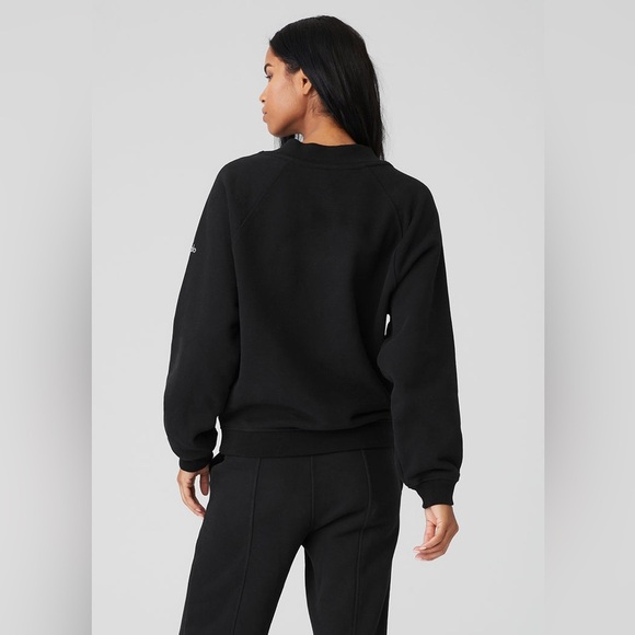 Alo Yoga Heavy Weight Free Time Crew Neck Pullover - Black Size XS NWT - Picture 2 of 8